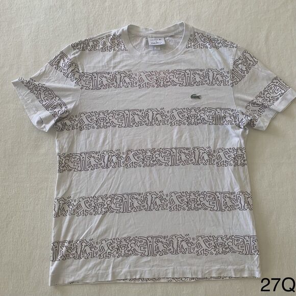 Lacoste X Keith Haring Unisex Shirt Size Large White Black Design Alligator Logo - Picture 1 of 10